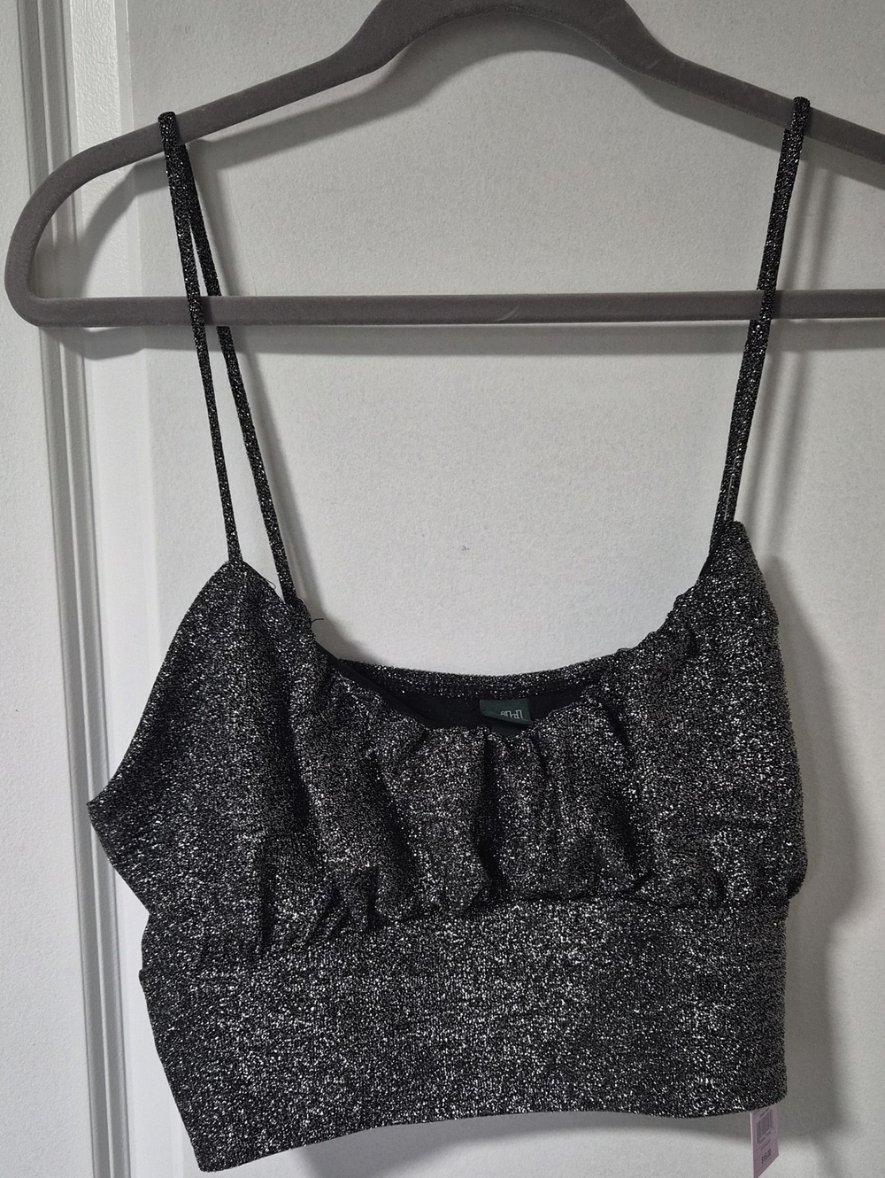 wild fable Black Sparkle Crop Cami Top